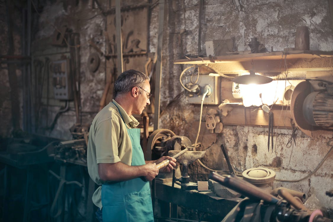 A person in a workspace