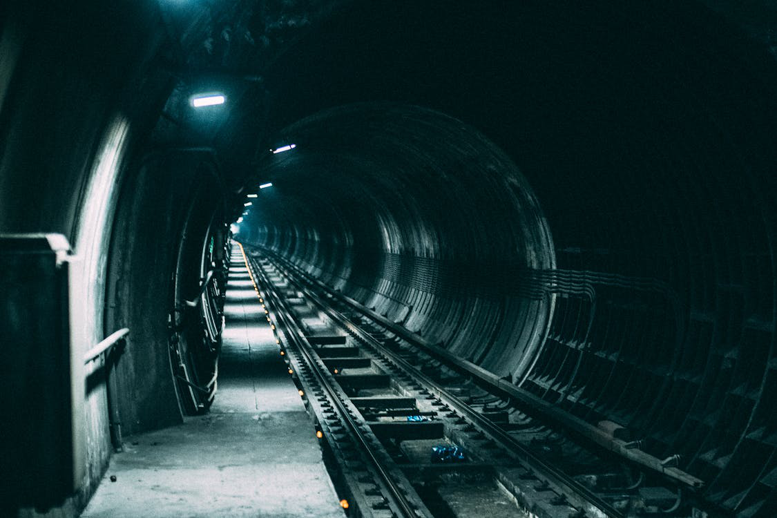 A dark train tunnel
