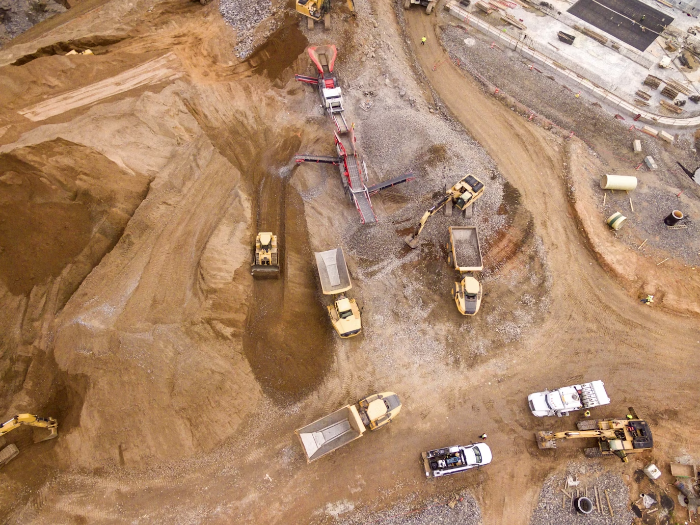 Aerial view of a mining site