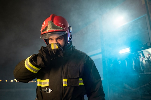 A person wearing proper fire-proof PPE