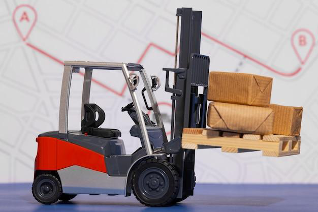 Forklift with suspended load